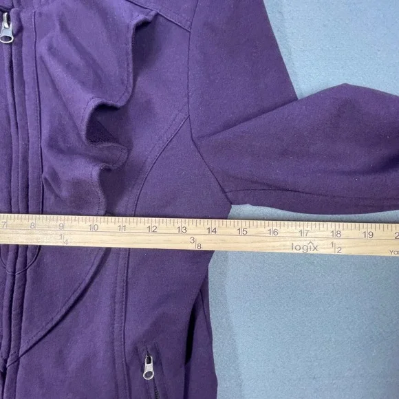 Kut from the Kloth Purple Ruffle Front Zip Jacket Women Small K32097 - Picture 7 of 10